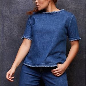 Lane Bryant x Glamour Frayed Denim Tee